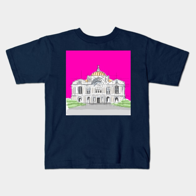 beaux arts in mexico architecture building Kids T-Shirt by jorge_lebeau